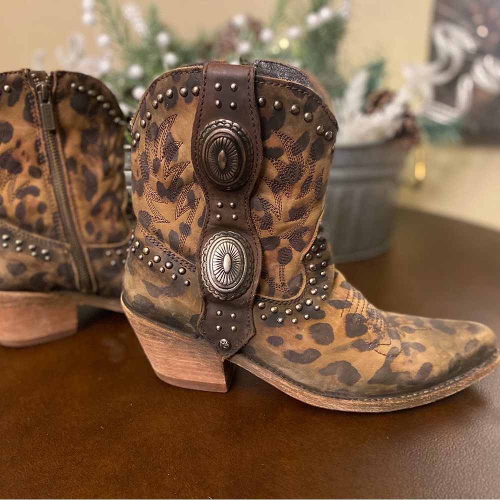 Liberty Black leopard fringe booties